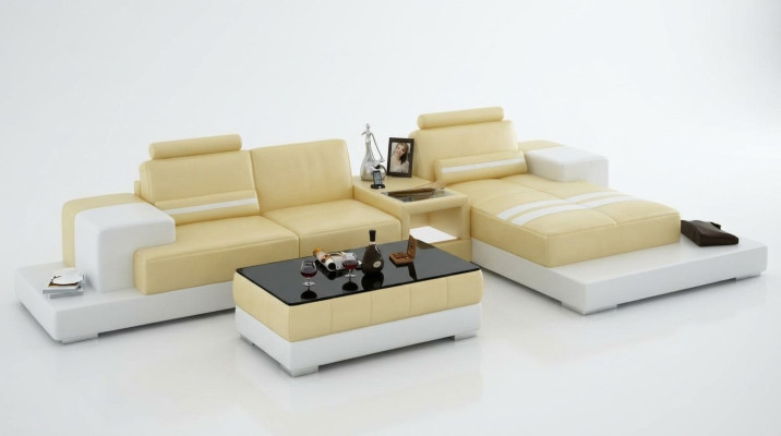 Sofá de cuero con USB sofá de esquina de diseño de conjunto de esquina sofá L6004D