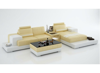 Sofá de cuero con USB sofá de esquina de diseño de conjunto de esquina sofá L6004D