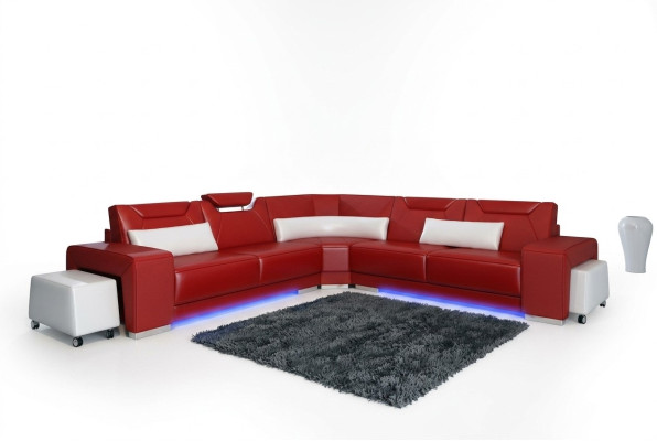 Sofá de cuero con USB, conjunto de estar en forma de L, sofá de esquina, conjunto de esquina, diseño de sofá moderno F3011B.