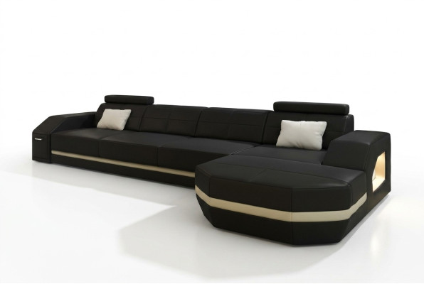 Sofá de cuero con USB, conjunto de salón en forma de L, sofá esquinero, conjunto de esquina, diseño moderno Sofá C4011C.