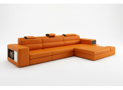 Sofá de cuero con USB, sofá esquinero, conjunto de sofás de esquina con diseño moderno B2006B.