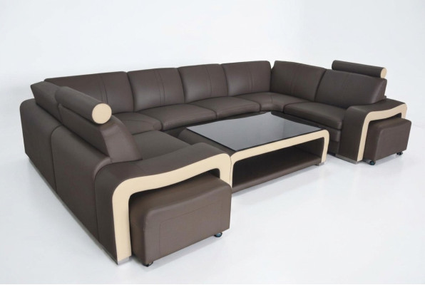 Sofá de cuero con USB, sofá de esquina, conjunto de esquinas, diseño de sofá moderno.