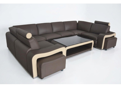 Sofá de cuero con USB, sofá de esquina, conjunto de esquinas, diseño de sofá moderno.