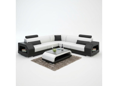 Sofá de cuero con USB, sofá de esquina con USB, diseño de sofá moderno G8001B.