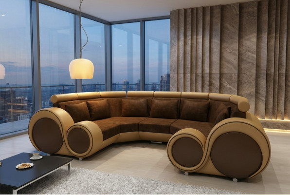 Conjunto de salón Sofá de diseñador Tela Sofá + USB Conjunto de muebles tapizados de microfibra XXL