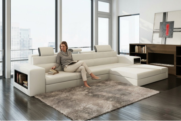 Sofá de diseño con conexión USB, almohadones, sofá esquinero, conjunto de sala de estar, sofá de cuero, sofá