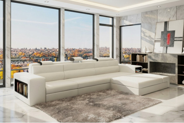 Sofá de diseño con conexión USB, almohadones, sofá esquinero, conjunto de sala de estar, sofá de cuero, sofá