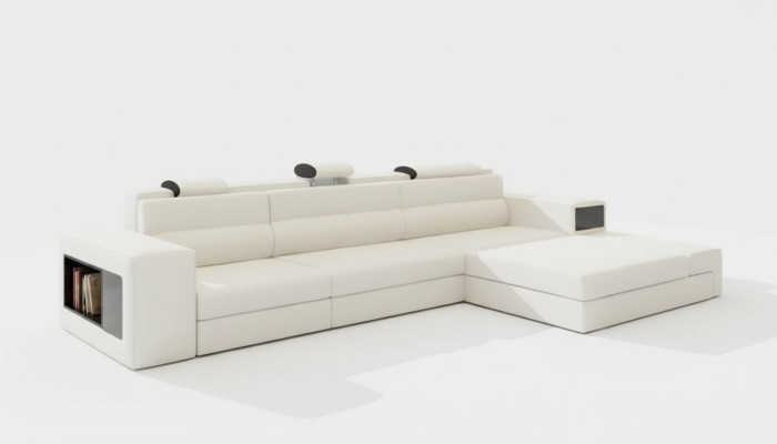 Sofá de diseño con conexión USB, almohadones, sofá esquinero, conjunto de sala de estar, sofá de cuero, sofá