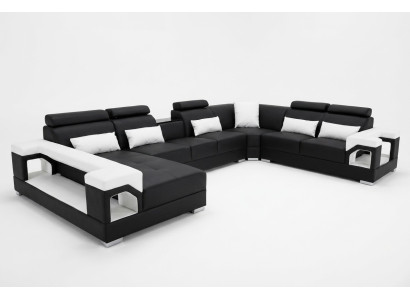 Conjunto completo de cojines para sofá de cuero, sofá esquinero moderno con puerto USB.
