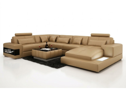 XXL sofá de cuero con USB, paisaje de sala sofá esquinero diseño conjunto de sofá nuevo.