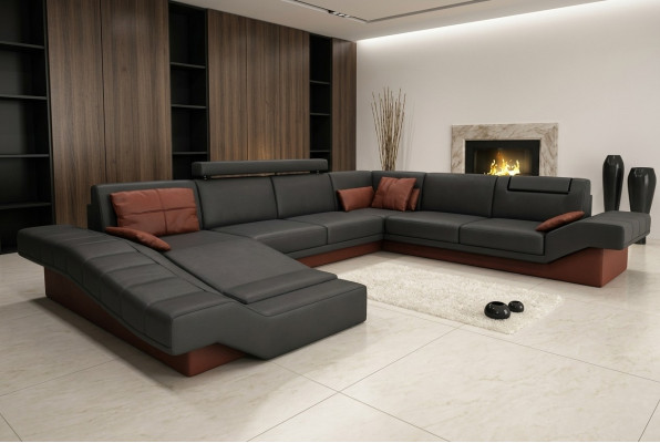 XXL paisajismo de sala de estar diseño conjunto de tapicería sofá de esquina con USB sofá grande nuevo sofá