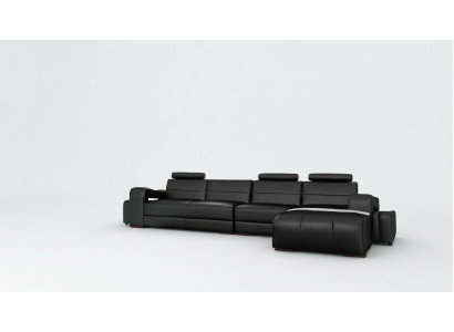 Sofá de cuero esquinero + sofá USB, diseño de salón, conjunto de tapicería, sofá en forma de L