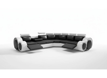 Sofá de cuero esquinero, sofá de cuero USB, conjunto de tapicería en blanco y negro, nuevo.