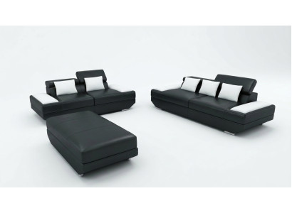 Sofá de cuero de 3 plazas + 2 plazas con USB Set de sofá tapizado Otomana Sofás -2719A