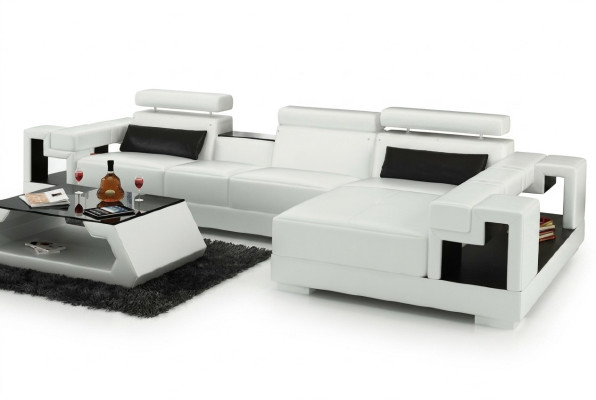 Sofá en forma de L con sofá de cuero y cojines USB, nuevo conjunto de esquina de asientos 2710B.