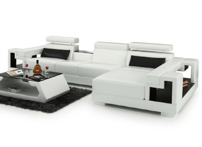 Sofá en forma de L con sofá de cuero y cojines USB, nuevo conjunto de esquina de asientos 2710B.
