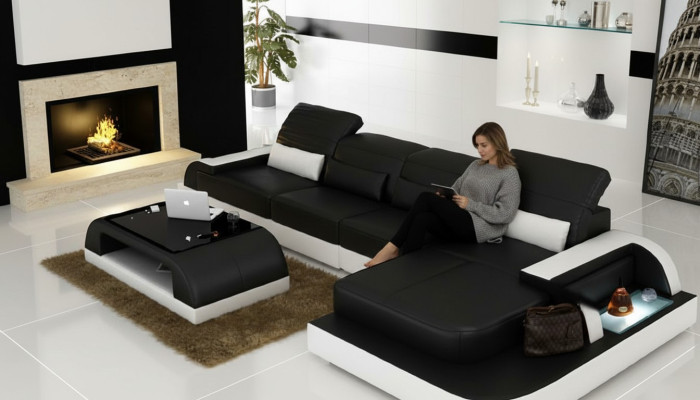 Moderna elegancia: el nuevo sofá de esquina en forma de U con un acolchado exquisito.