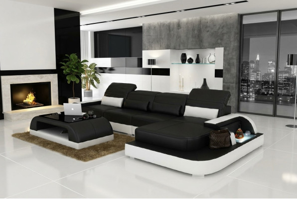 Moderna elegancia: el nuevo sofá de esquina en forma de U con un acolchado exquisito.