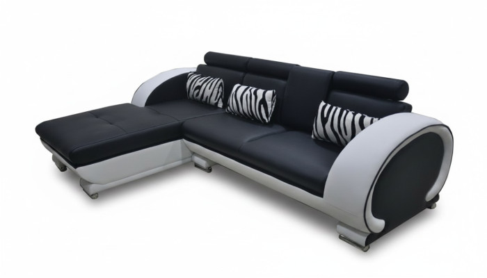 Sofá de esquina de cuero + USB Conjunto de esquinas Salón Esquina Paisaje Forma en L Acolchado Nuevo Diseño
