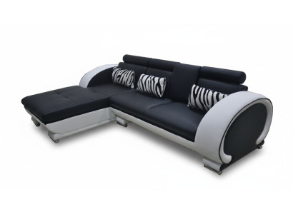 Sofá de esquina de cuero + USB Conjunto de esquinas Salón Esquina Paisaje Forma en L Acolchado Nuevo Diseño