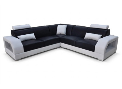 XXL sofá de esquina + USB, conjunto de paisaje de sala de cuero diseño moderno sofá en forma de L G8001B