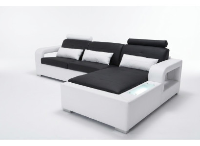 Sofá de cuero con USB Sofá de esquina Diseño de muebles modernos en forma de L L6008.