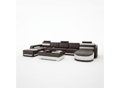 Sofá de cuero con USB, sofá de esquina, diseño de sala de estar, sofá, sofá, asiento en forma de U.