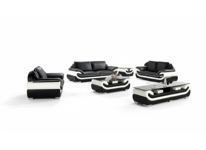 Sofá de cuero de 3 plazas + 2 plazas + 1 plaza con almohadones y USB, conjunto de sofás.