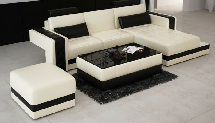 Sofá de cuero con USB Sofá esquinero de diseño moderno con esquina y sofá decorativo L6010D