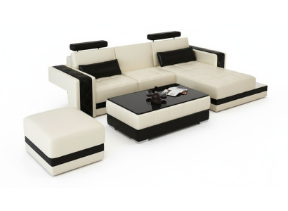 Sofá de cuero con USB Sofá esquinero de diseño moderno con esquina y sofá decorativo L6010D