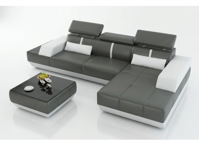 Sofá de cuero con USB, sofá de esquina moderno con diseño de salón conjunto de sofá K5015C.