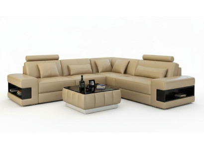 Sofá de cuero con USB conjunto de salón sofá de esquina sofá de diseño moderno L6014B