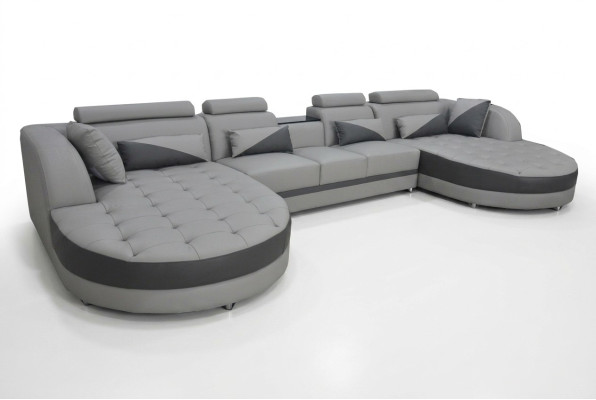 Sofá en forma de U con función de cama de esquina gris, diseño de sofá cama de salón USB nuevo.