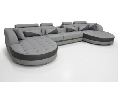 Sofá en forma de U con función de cama de esquina gris, diseño de sofá cama de salón USB nuevo.