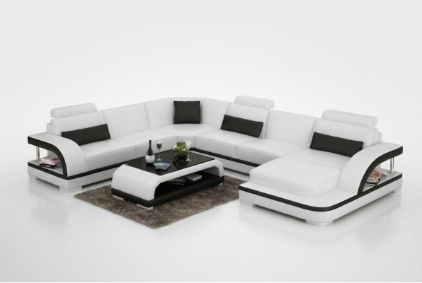 Sofá de cuero sofá conjunto de sofá de esquina diseño moderno con USB