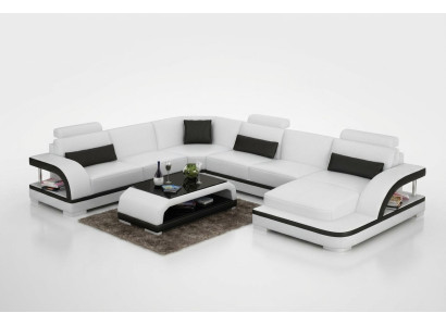 Sofá de cuero sofá conjunto de sofá de esquina diseño moderno con USB