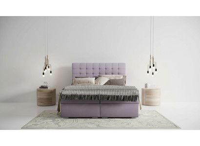 Juego completo de colchón y cubrecolchón cama boxspring rosa tapizado 180x200cm