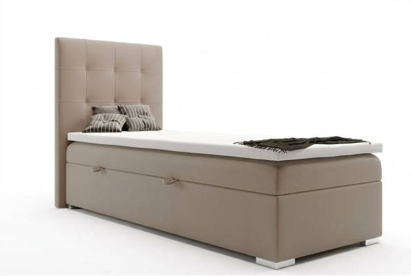 Cama box spring de lujo con función de almacenamiento de hotel tapizada, tamaño 90x200cm.
