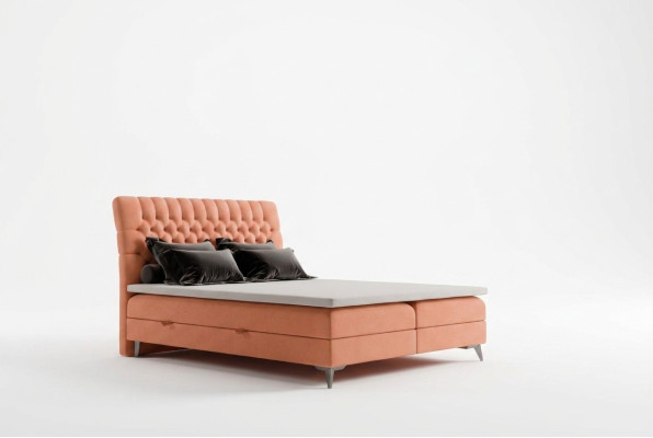 Chesterfield Cama Boxspring Doble Diseño Cama Tapizada Función de Caja Hotel