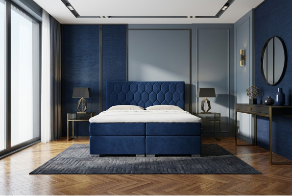 Cama boxspring de diseño de hotel de lujo de terciopelo con función de caja de almacenamiento doble.