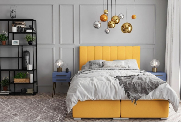 Conjunto completo de cama doble boxspring de hotel con colchón topper camas funciones.