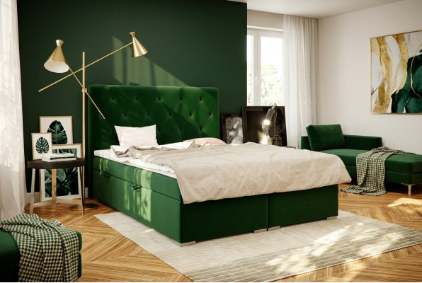 Chesterfield Set completo de cama doble de hotel con sistema de muelles ensacados, colchón y topper, nuevo.