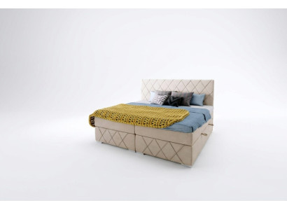 Juego completo de cama boxspring con colchón doble, topper y funciones de camas de hotel.
