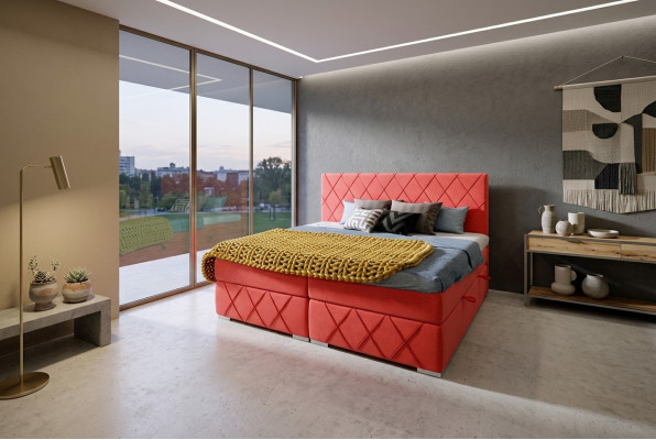 Excelente cama doble moderna tipo box-spring para dormitorio.