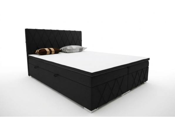 Cama Boxspring de lujo doble para hotel con función de caja de almacenamiento tapizada de 180x200 cm.
