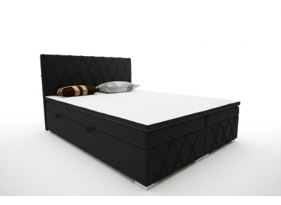 Cama Boxspring de lujo doble para hotel con función de caja de almacenamiento tapizada de 180x200 cm.