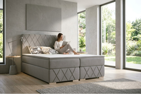 Juego completo de cama Boxspring con colchón y topper de lujo acolchado en 180x200cm, camas nuevas.