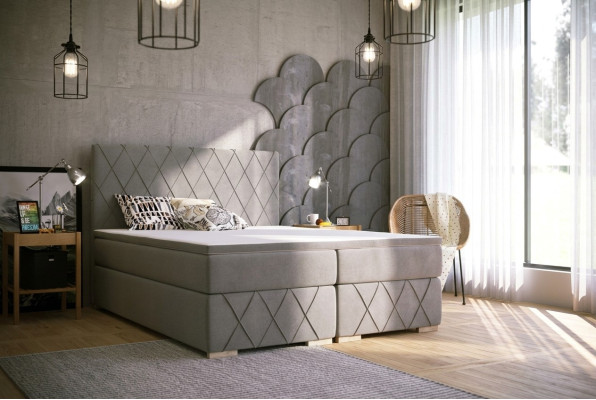 Juego completo de cama Boxspring con colchón y topper de lujo acolchado en 180x200cm, camas nuevas.