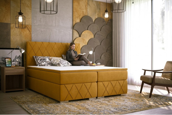 Conjunto completo de cama Boxspring con colchón y topper de lujo acolchado 160x200cm Camas Nuevas