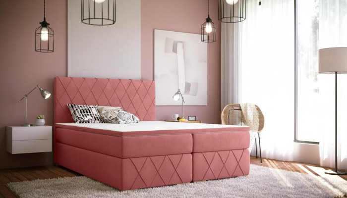 Conjunto completo de colchón y topper Cama de muelles con caja Cubierta rosa 180x200cm Camas Nuevas.